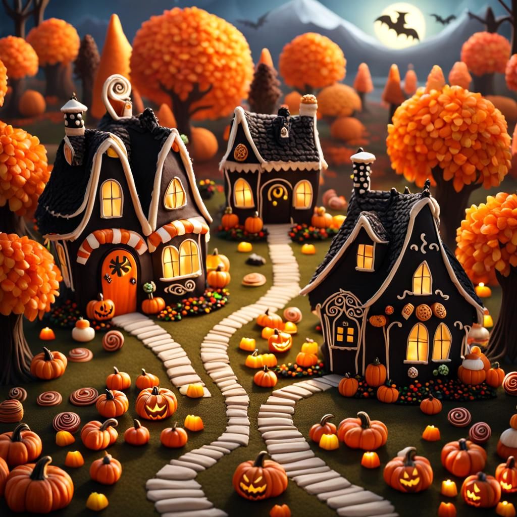 Whimsical Halloween Candy Land in Vibrant Colors