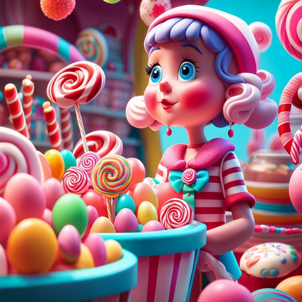 Claymation Character in Whimsical Candyland Art