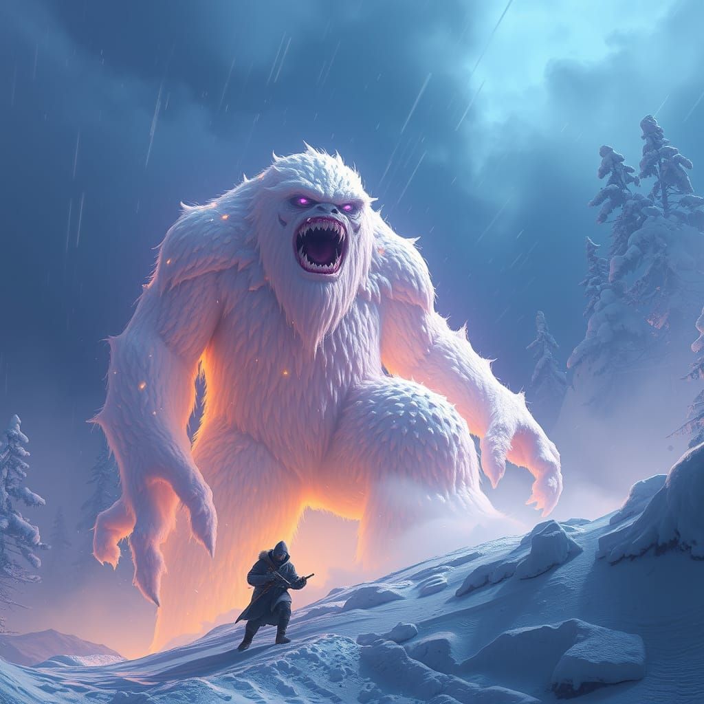 Abominable Snowman Concept Art in Dark Fantasy Style
