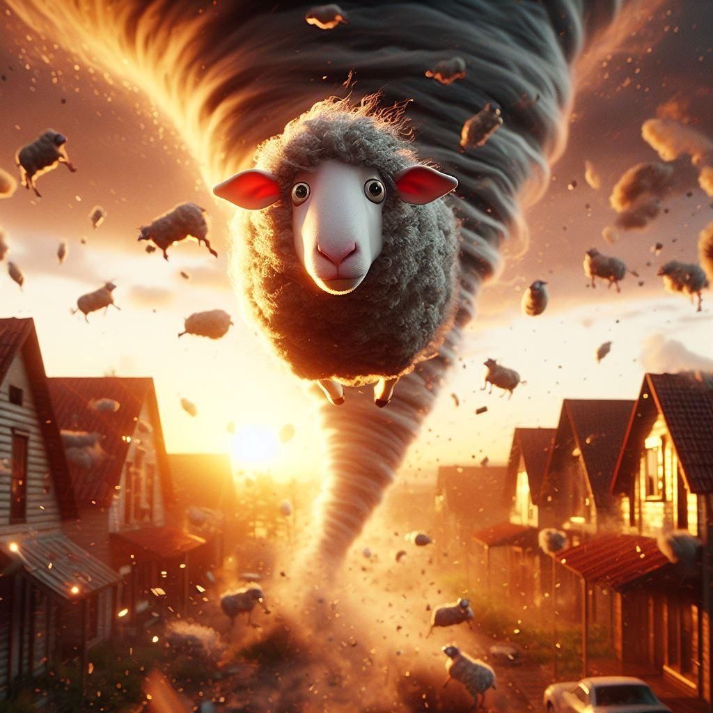 It's raining sheep, hallelujah, it's raining sheep, amen