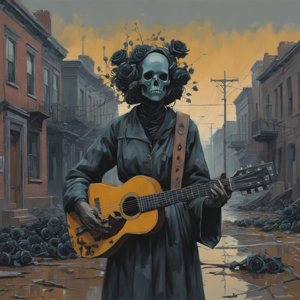 Black Roses Bloom in a Haunting Funeral Scene