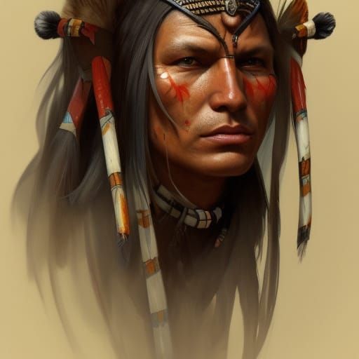 Sioux Warrior Portrait in Dynamic Lighting
