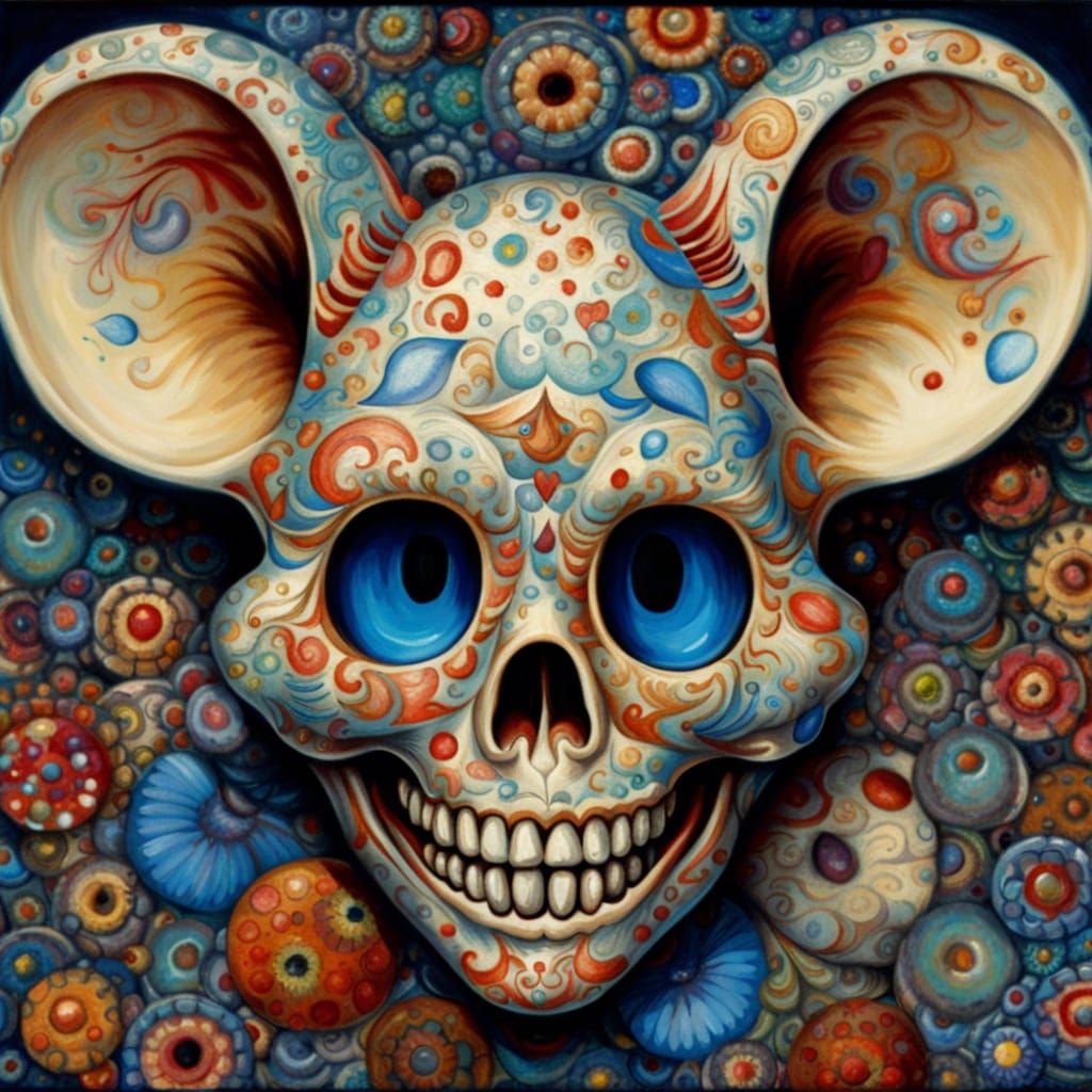 Happy Mouse Clown Skull Digital Painting