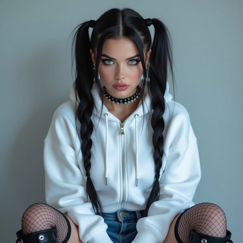 Goth Woman Portrait in Moody Low-Key Lighting