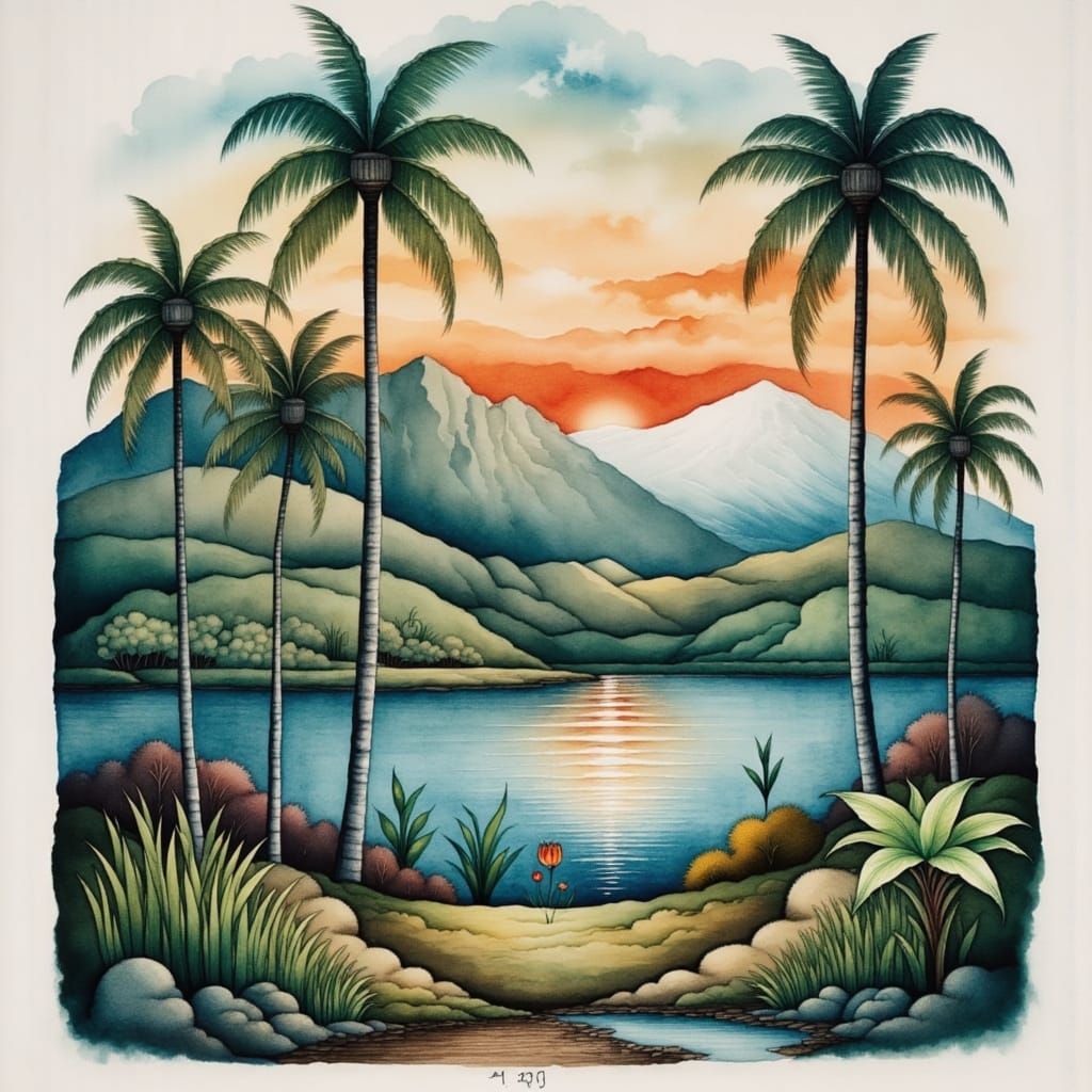 Botanical Watercolor Flower Arrangement