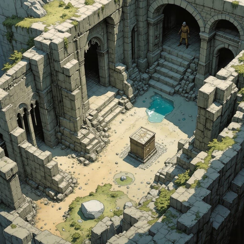 <lora:Nivis:1.0> fantasy scene ::  isometric perspective, a ...