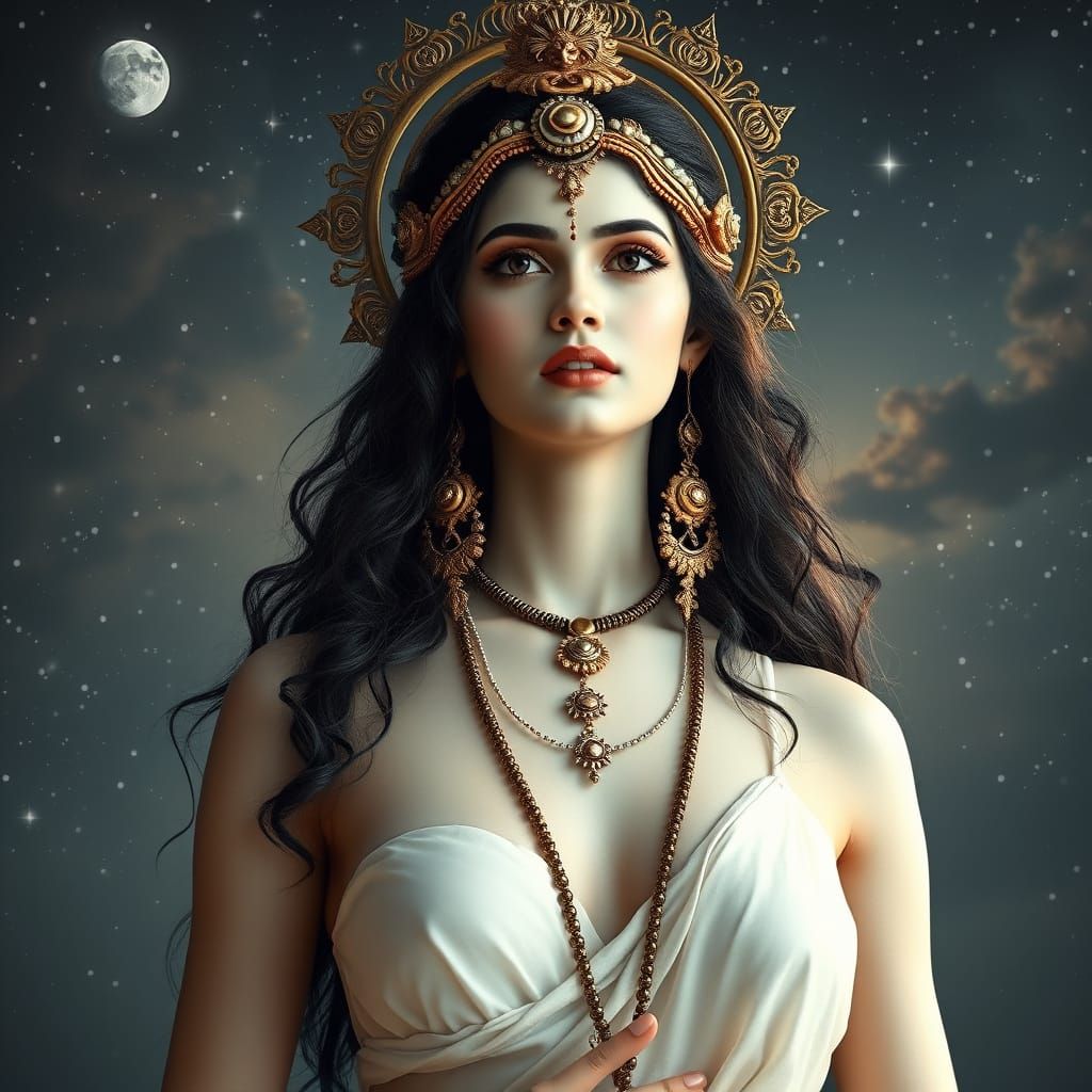Ethereal Goddess in Celestial Attire