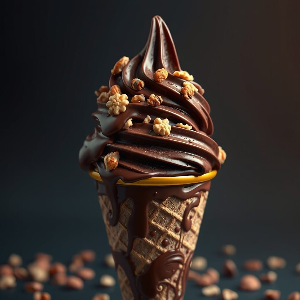 Rich Chocolate Ice Cream in a Futuristic Fantasy World