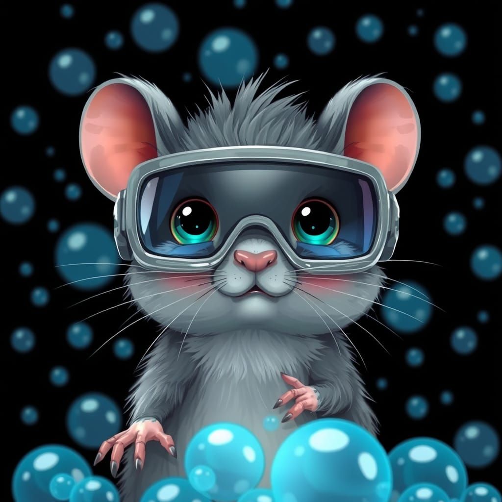 Mouse in VR Glasses, Futuristic Art