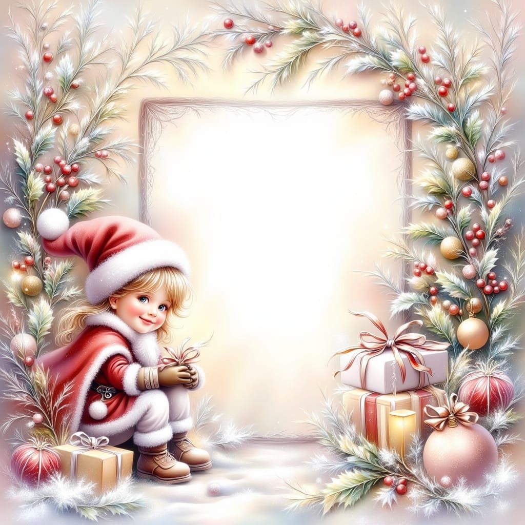 Festive Christmas Scrapbook Page with Joyful Girl