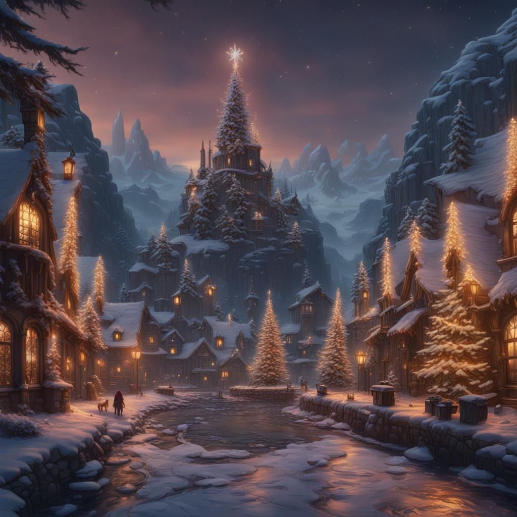 Detailed Christmas Matte Painting in 8K