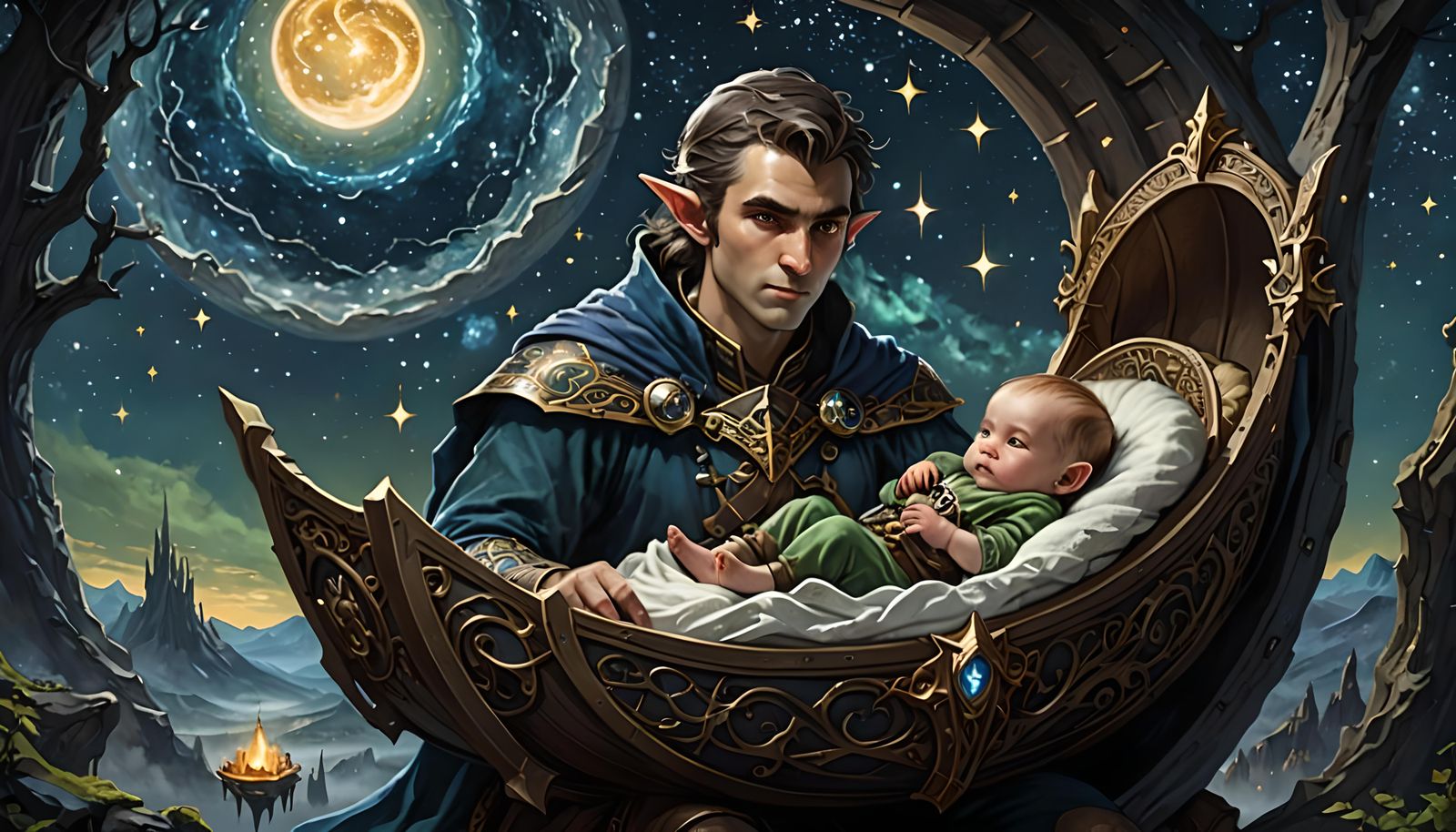 Newborn Elf Child in D&D Fantasy Style