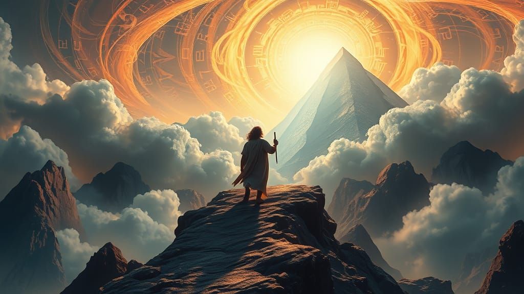 Ancient Prophet Descends Amidst Heavenly Whirlwinds in a Tap...