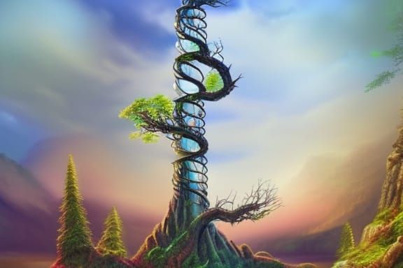 Enchanting Spiral Tower in a Lost Forest