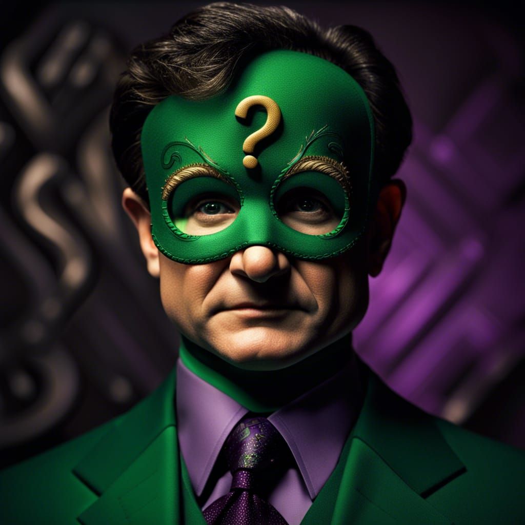 Hyperrealistic Robin Williams as The Riddler