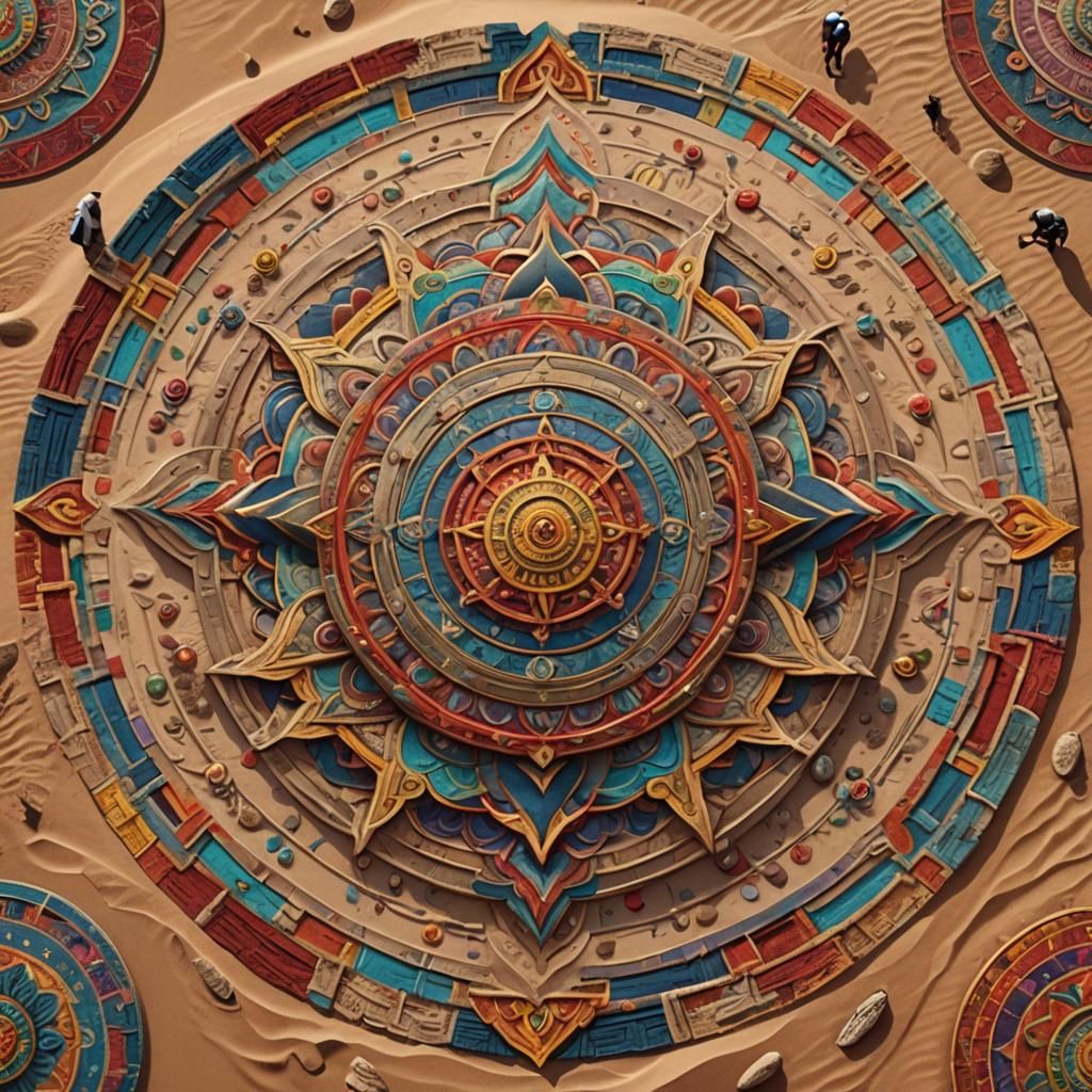 Colorful Tibetan Sand Mandala Art