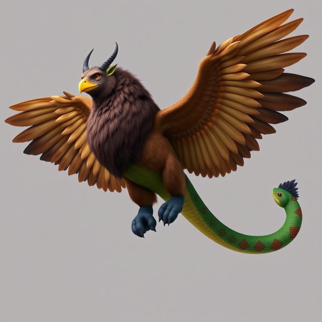 Majestic Brown Griffin with Snake Tail