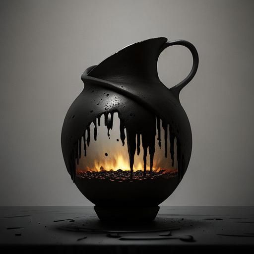 Sinister Abstract Pottery with Black Pearls