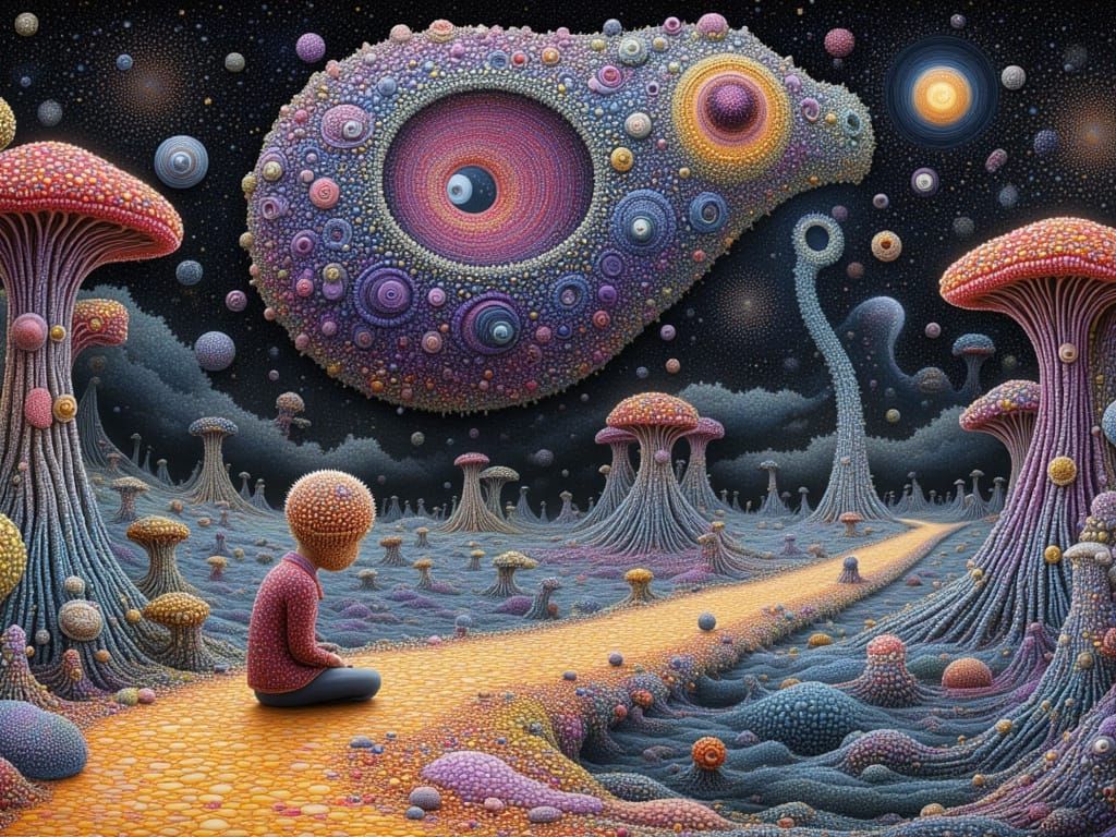 Surreal Figure in Cosmic Landscape