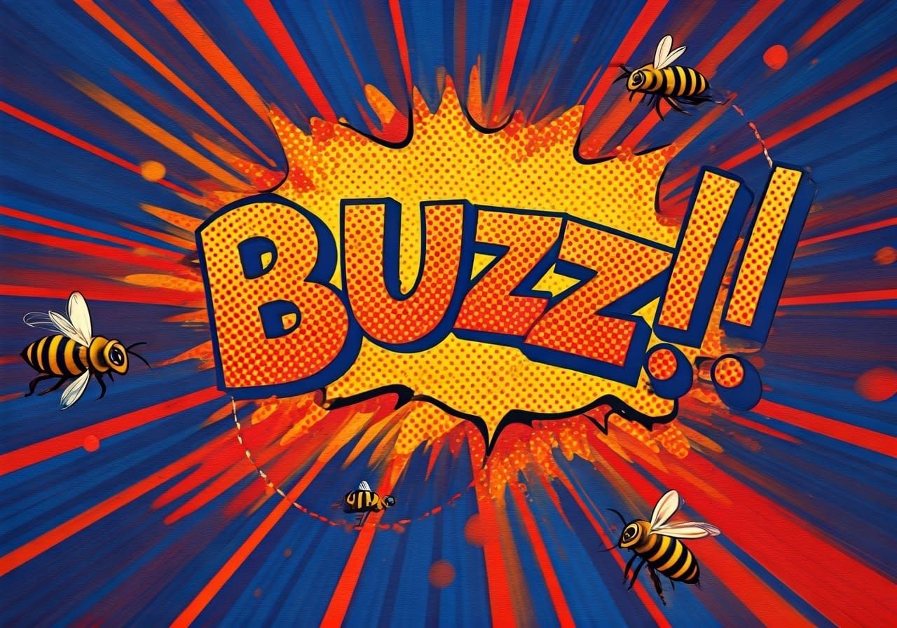 Bees Form "Buzz!" in Pop Art Style
