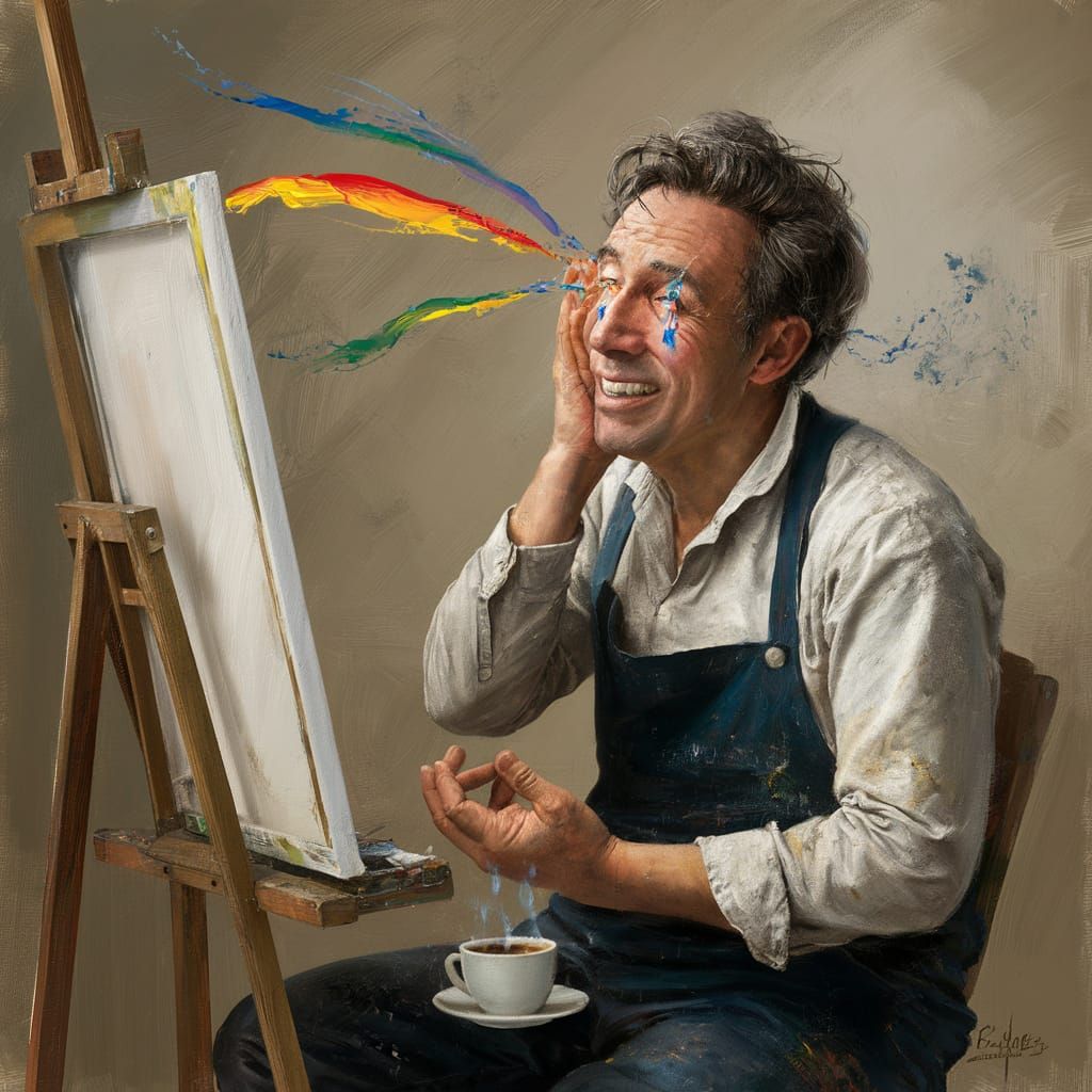Artist Discovers Error with Rainbow Tears, Impasto Painting