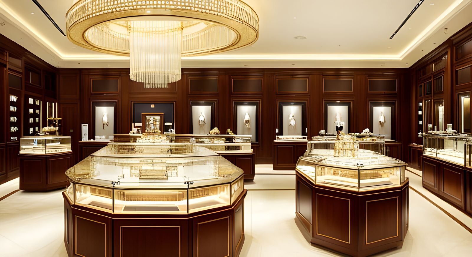 Jewelry Store Interior with Gold, Diamonds, and Light