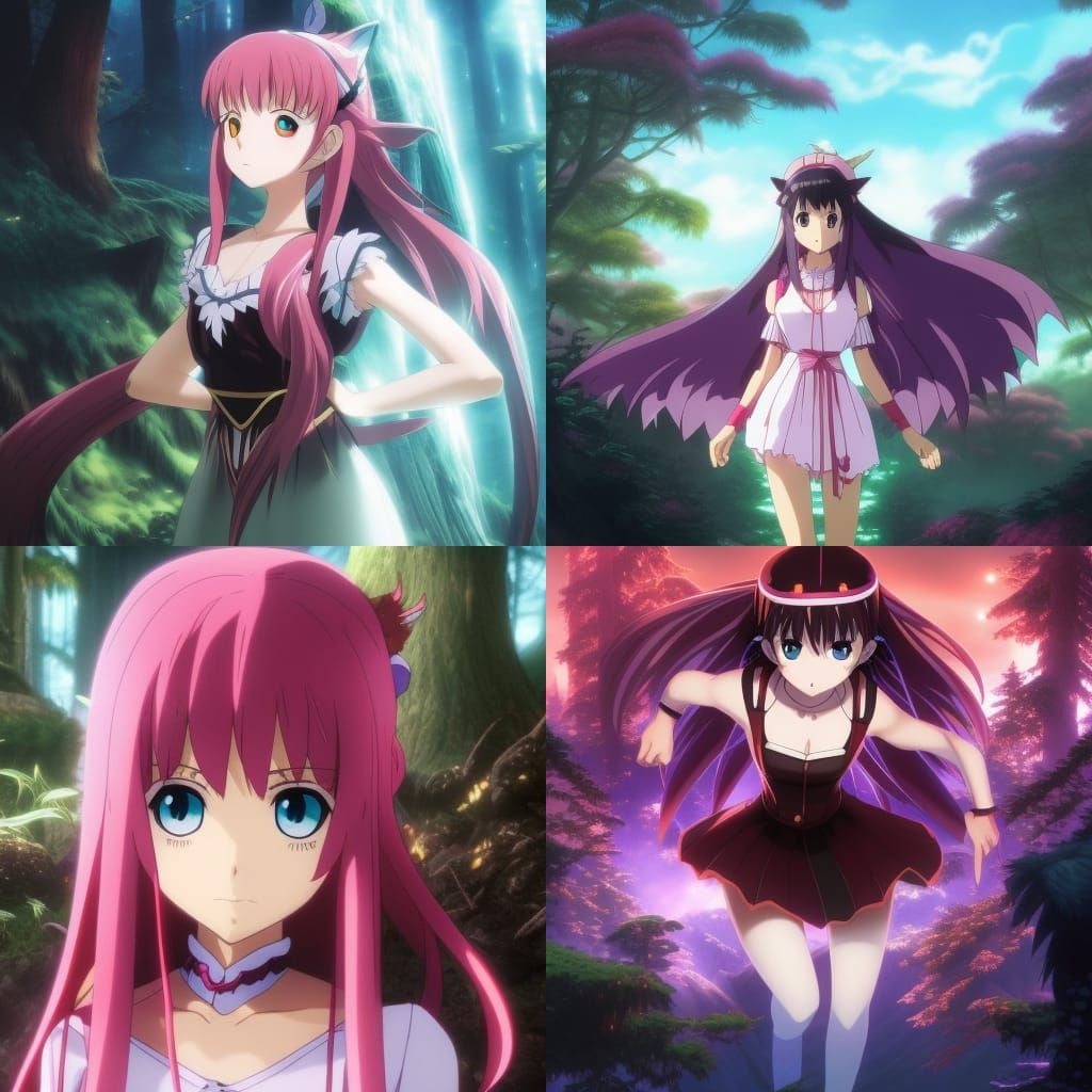 Dark Fairy with Pigtails in Anime Style