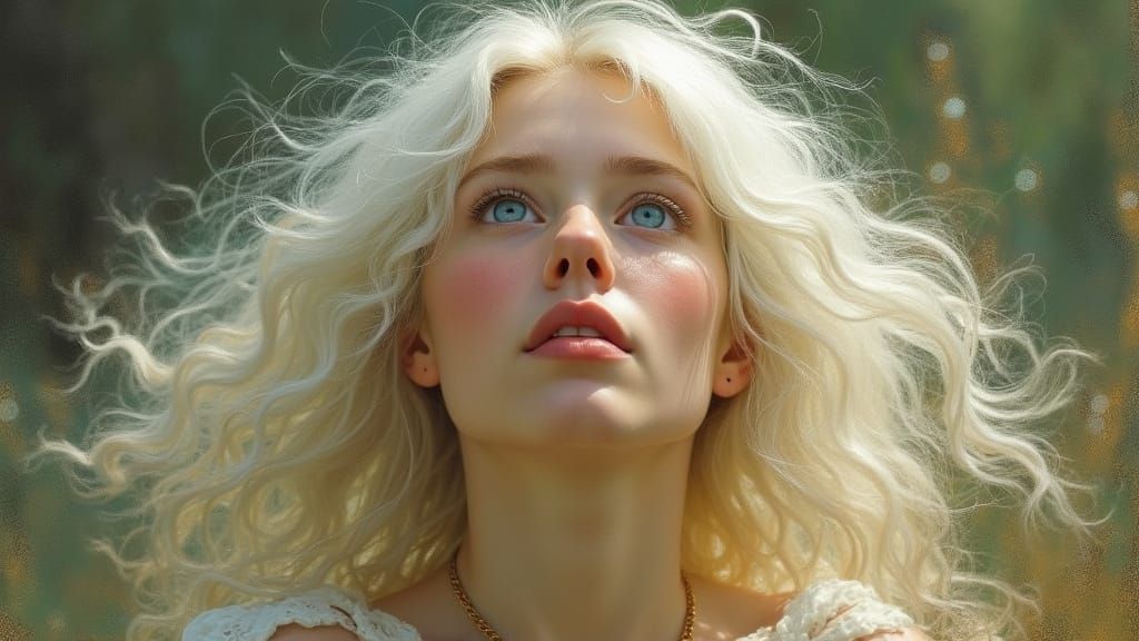 Ethereal Woman Rising: An Oil Painting