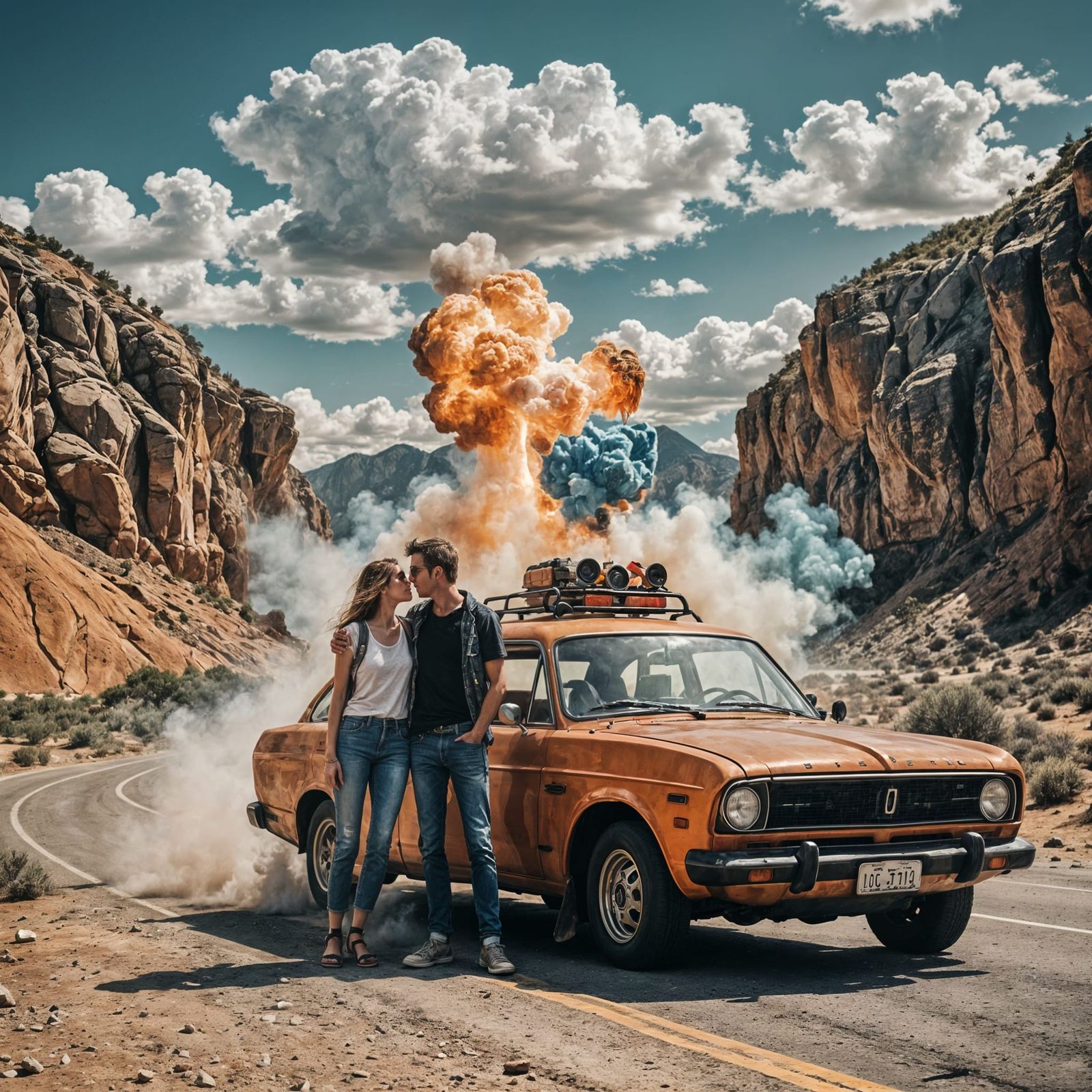 Vibrant Couple on an Epic Road Trip