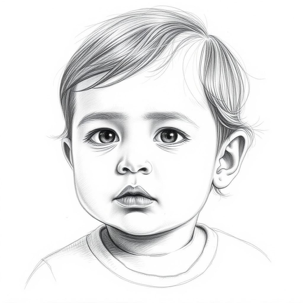 Intimate Portrait of a Curious Two-Year-Old in Delicate Penc...