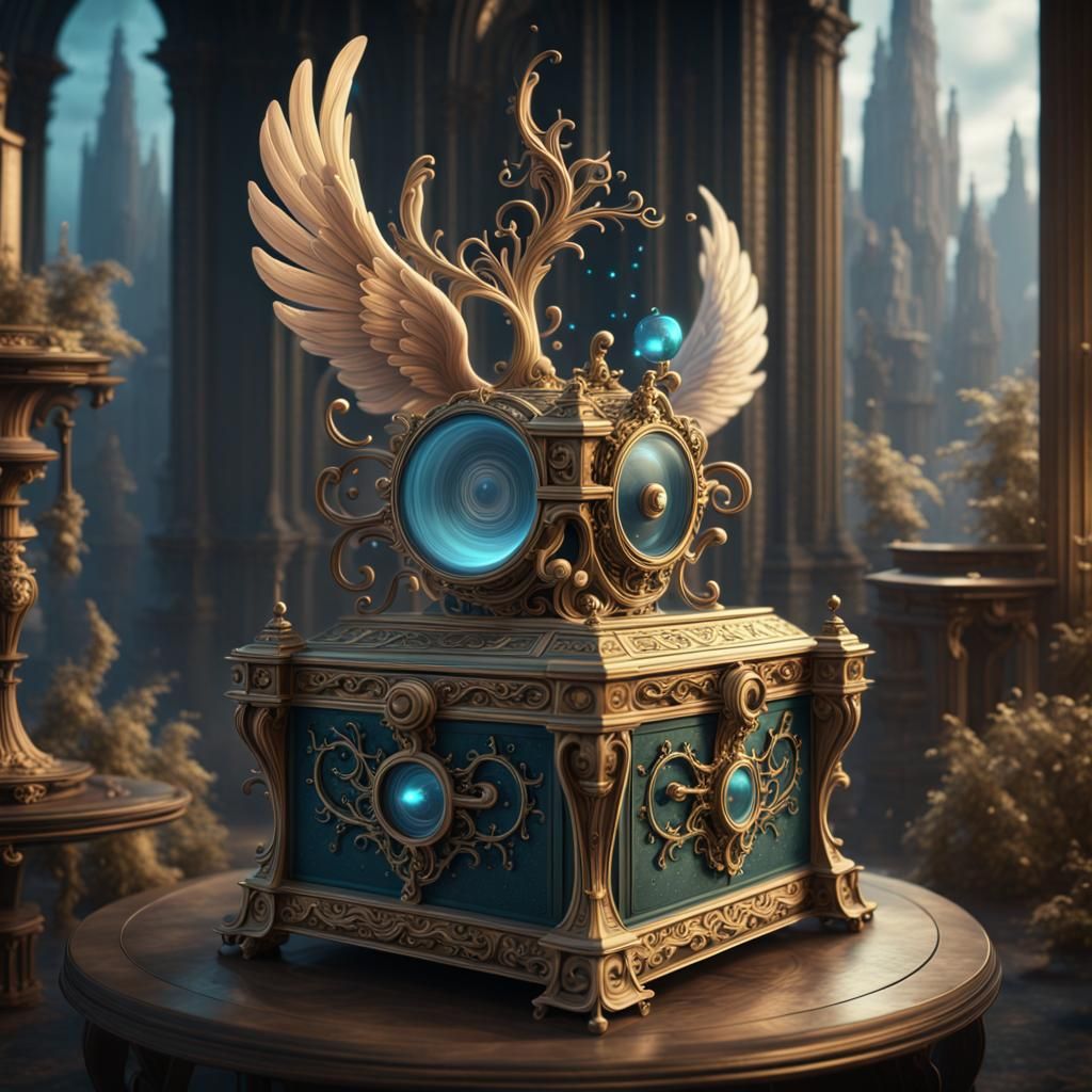 Angelic Music Box: Detailed Fantasy Concept Art