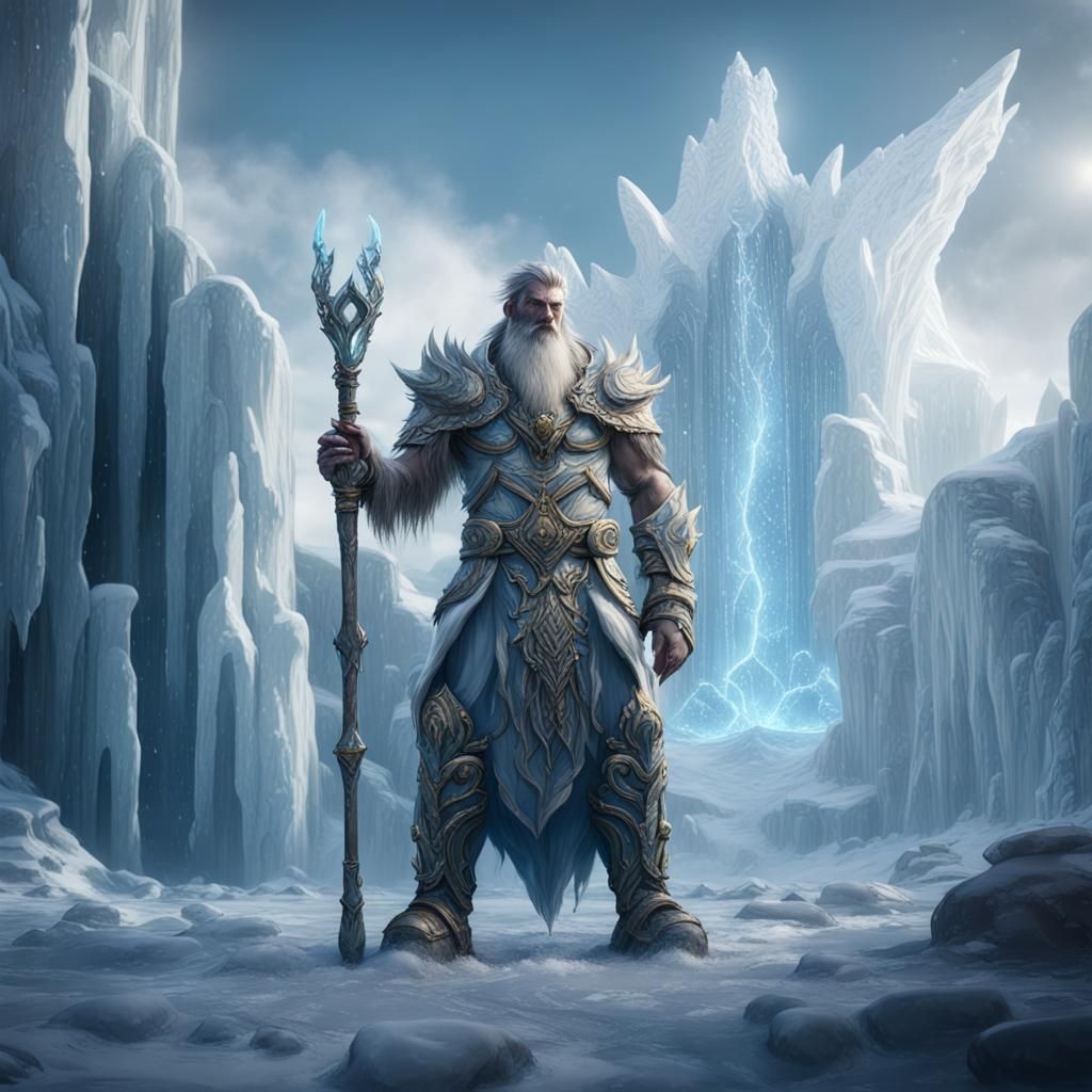 Detailed Ice God Fantasy Concept Art
