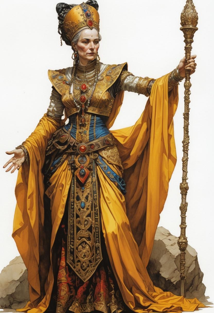 Cult Priestess Illustration in Boris Vallejo Style