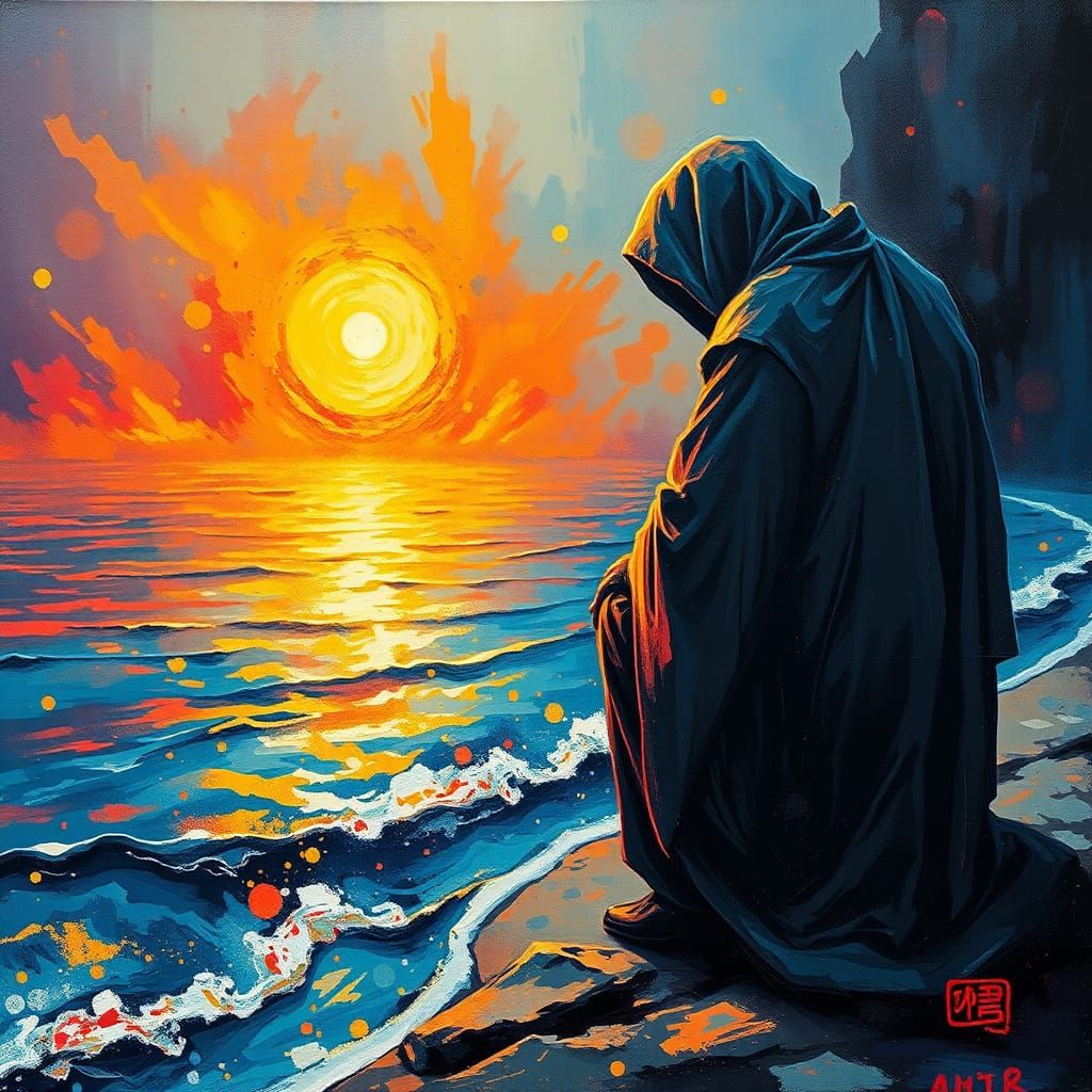 Crystalline Shore: Surreal Abstract Expressionism