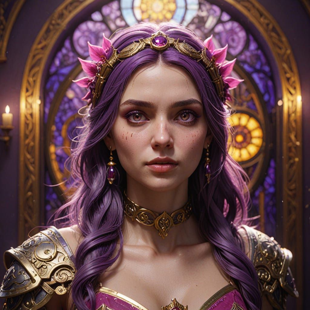 Epic Half-Orc Giantess with Pink Eyes, Cinematic Dark Fantas...