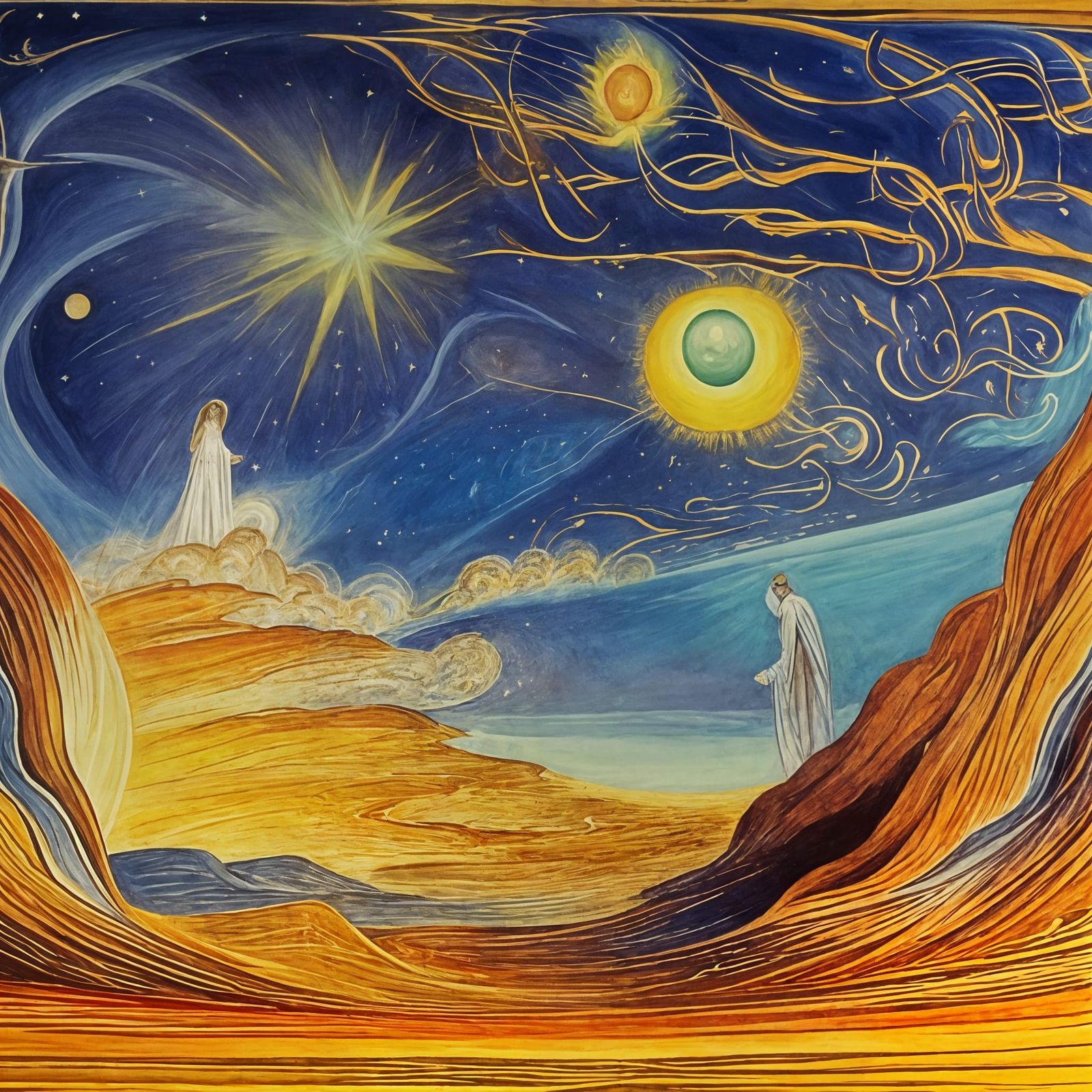 Roughly in the style of the mystic William Blake