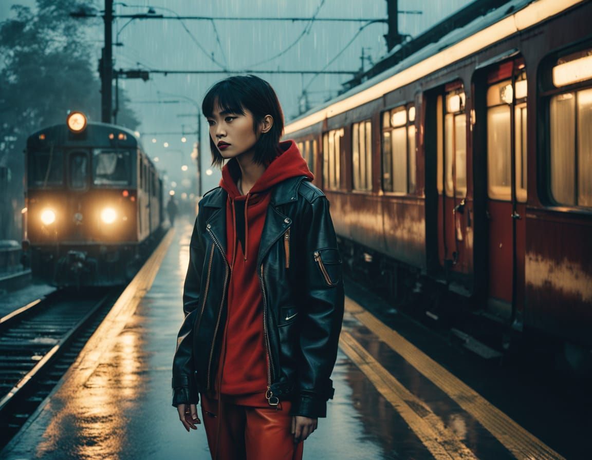 Moody Brooklyn Train Stop Scene in Warm Cinematic Lighting