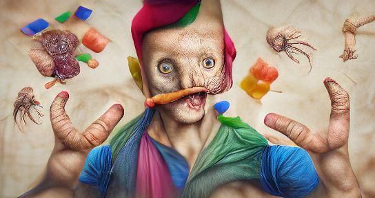 Humorous Lobster Boy Circus Freak Illustration