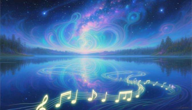 Starry Night Sky Reflected in Tranquil Lake