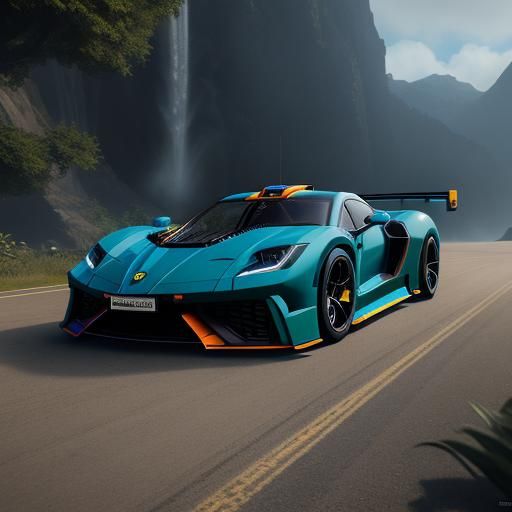 Exotic Lego Sports Car in Detailed Matte Painting