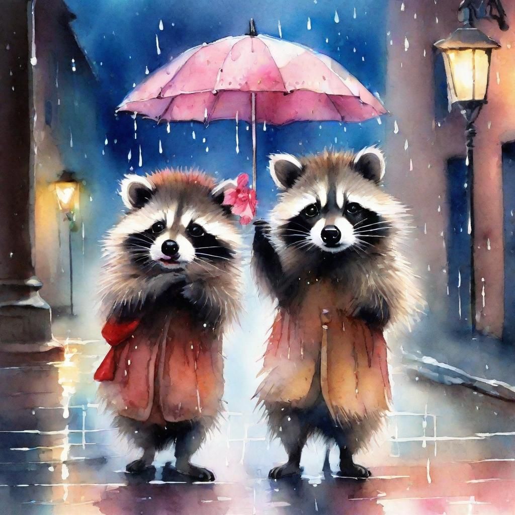 Cute Racoons in Alley Way