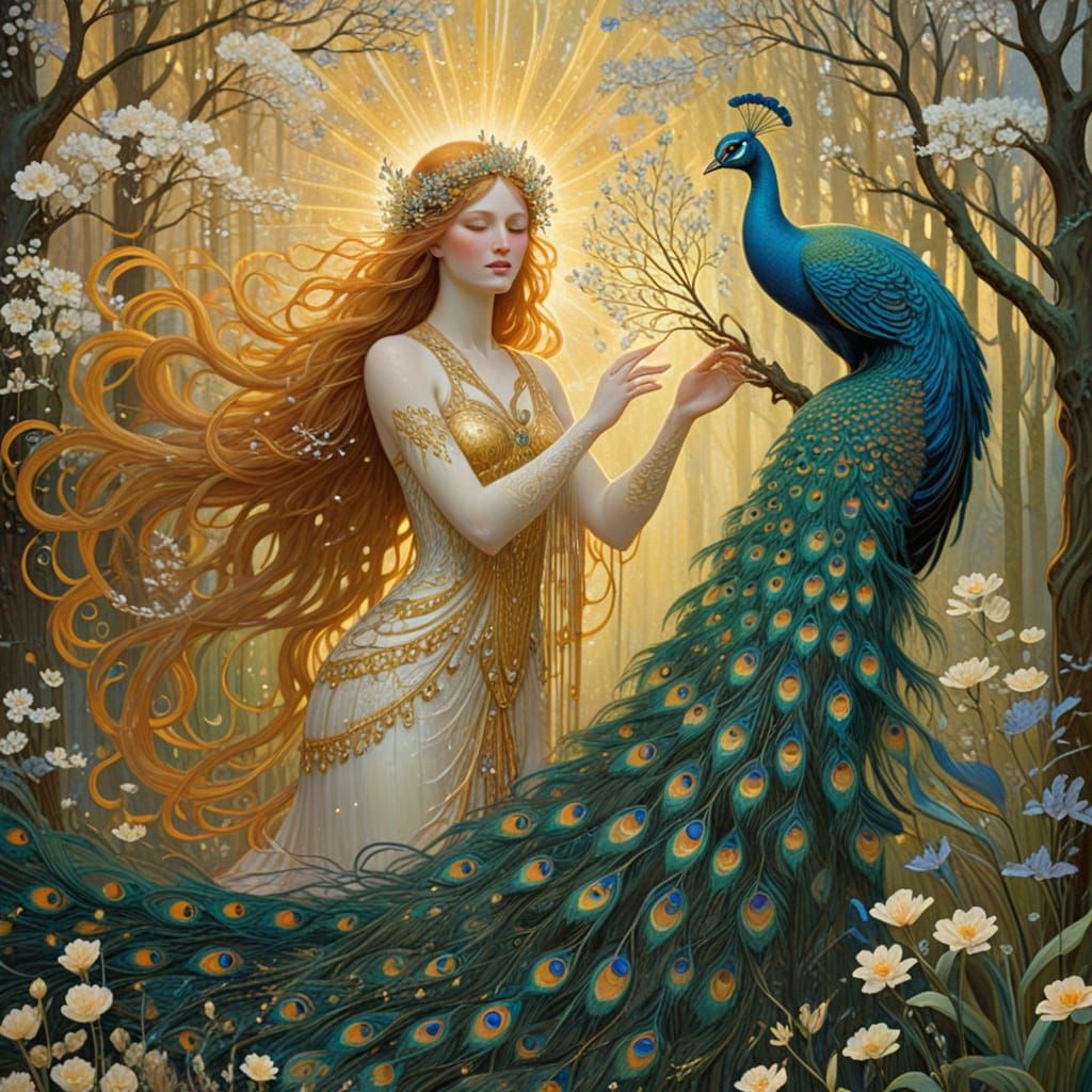 Finnish Spring Goddess in Art Nouveau Style