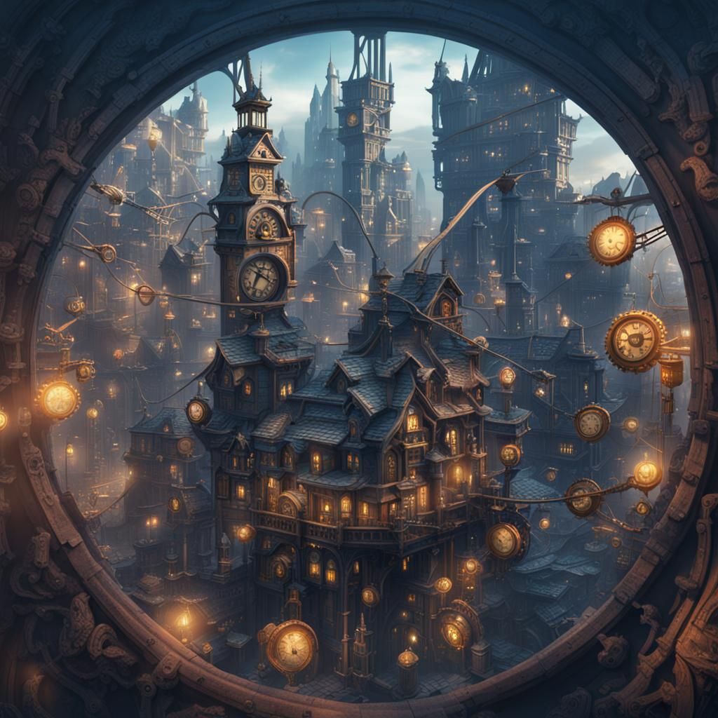 City in Clockwork: Fantastical Matte Painting