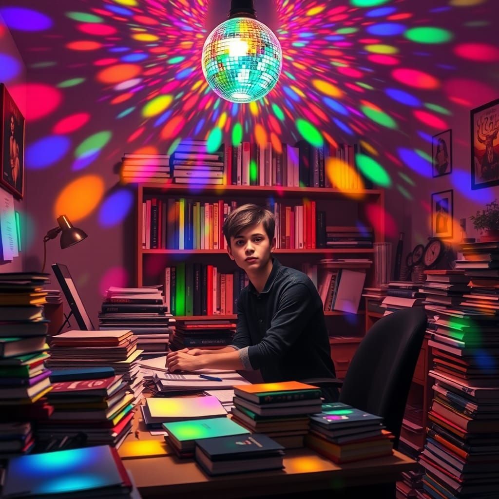 Student Study Room Illuminated by Disco Light