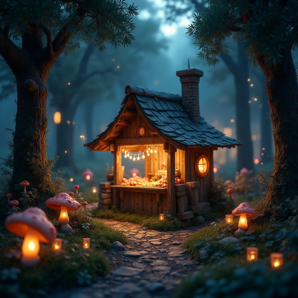 Whimsical Night Market in the Enchanted Woods