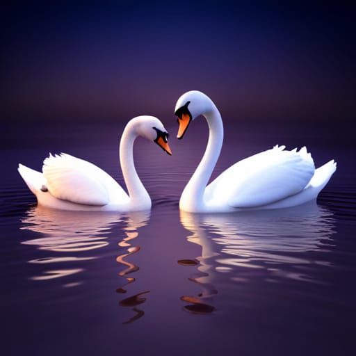 Swans in Pond: 3D Digital Art