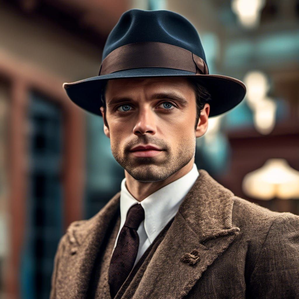 Sebastian Stan as 1940s Portrait in Photorealistic Style