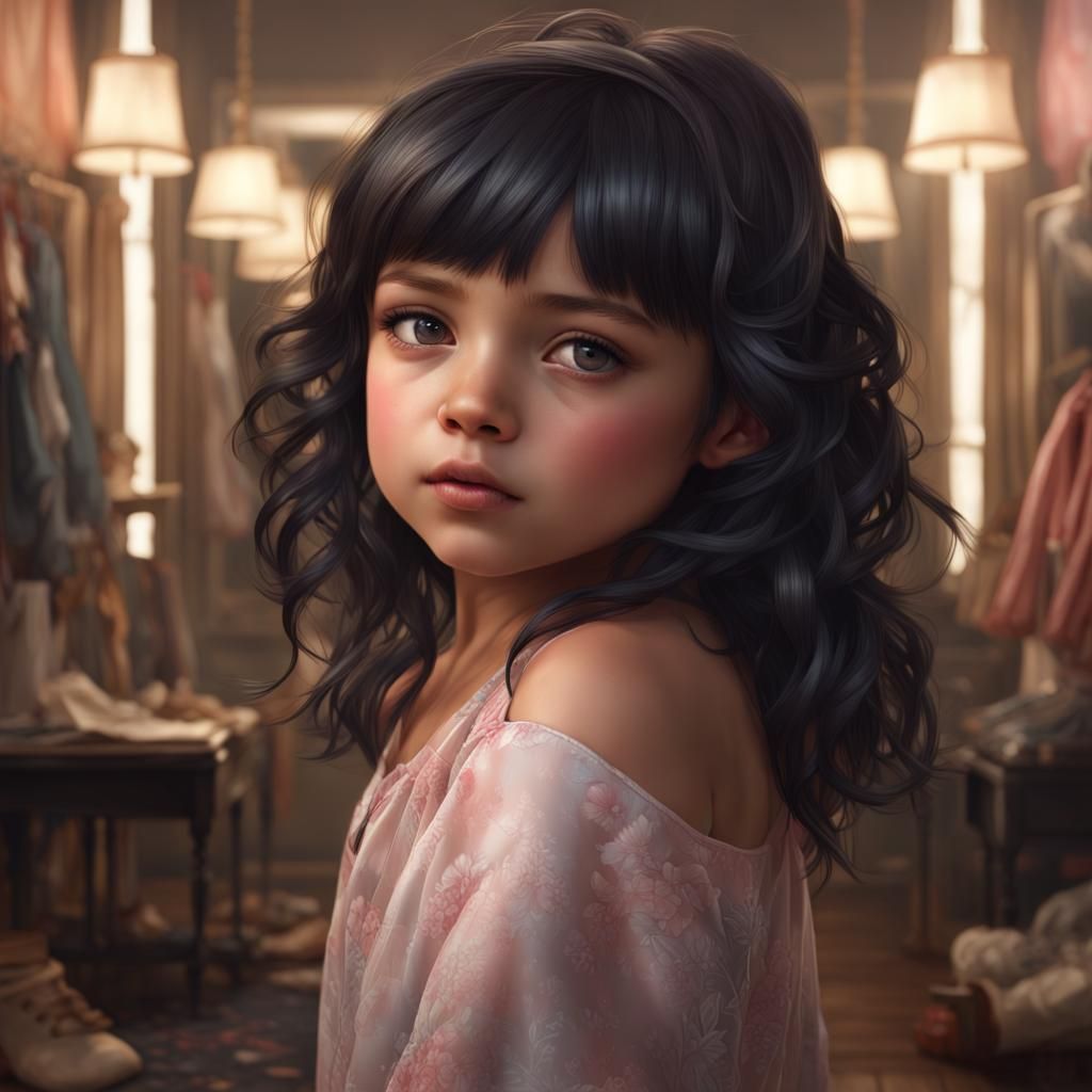 Girl in Dressing Room: Hyperdetailed Portrait