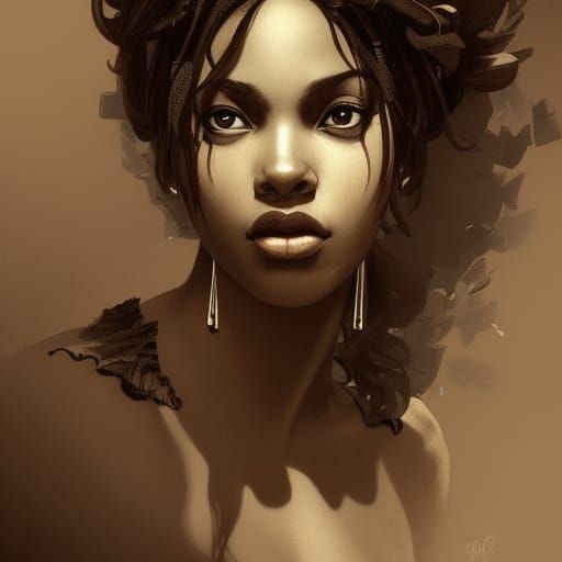 Attractive Woman in Sepia Tone Portrait