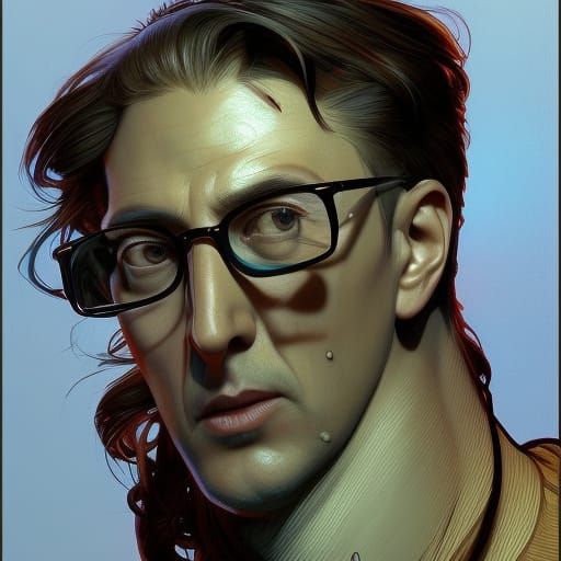 Dilbert Portrait in Hyperdetailed Digital Art Style